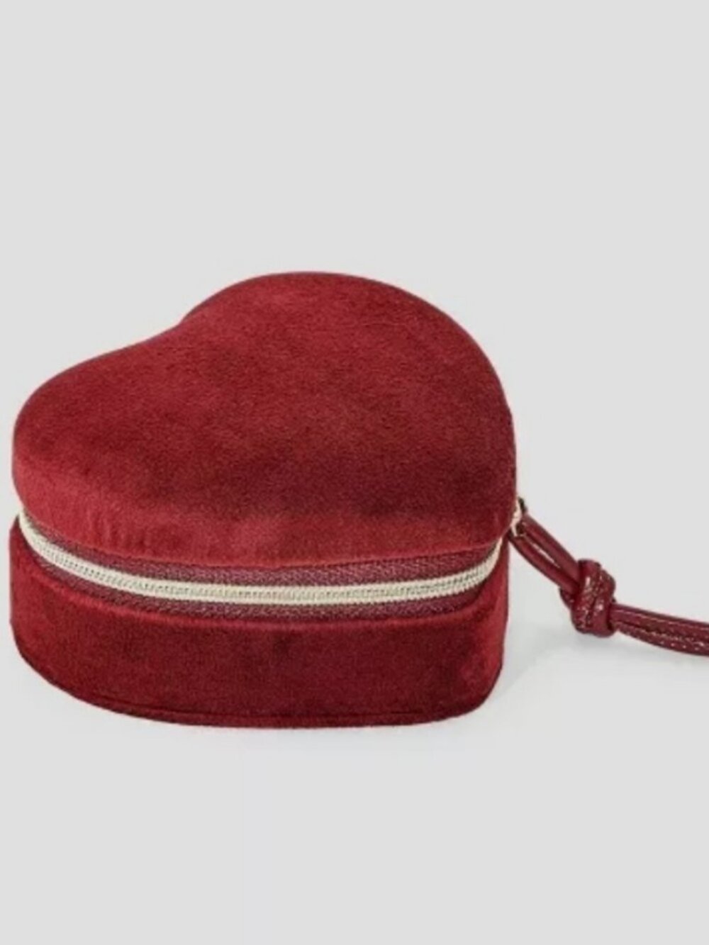 A New Day Maroon Heart Shaped Travel Jewelry Organizer